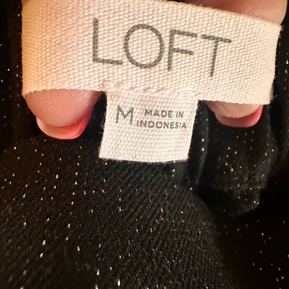 Loft Pull On Tapered Ankle Pants in Black Shimmer - Picture 4 of 10